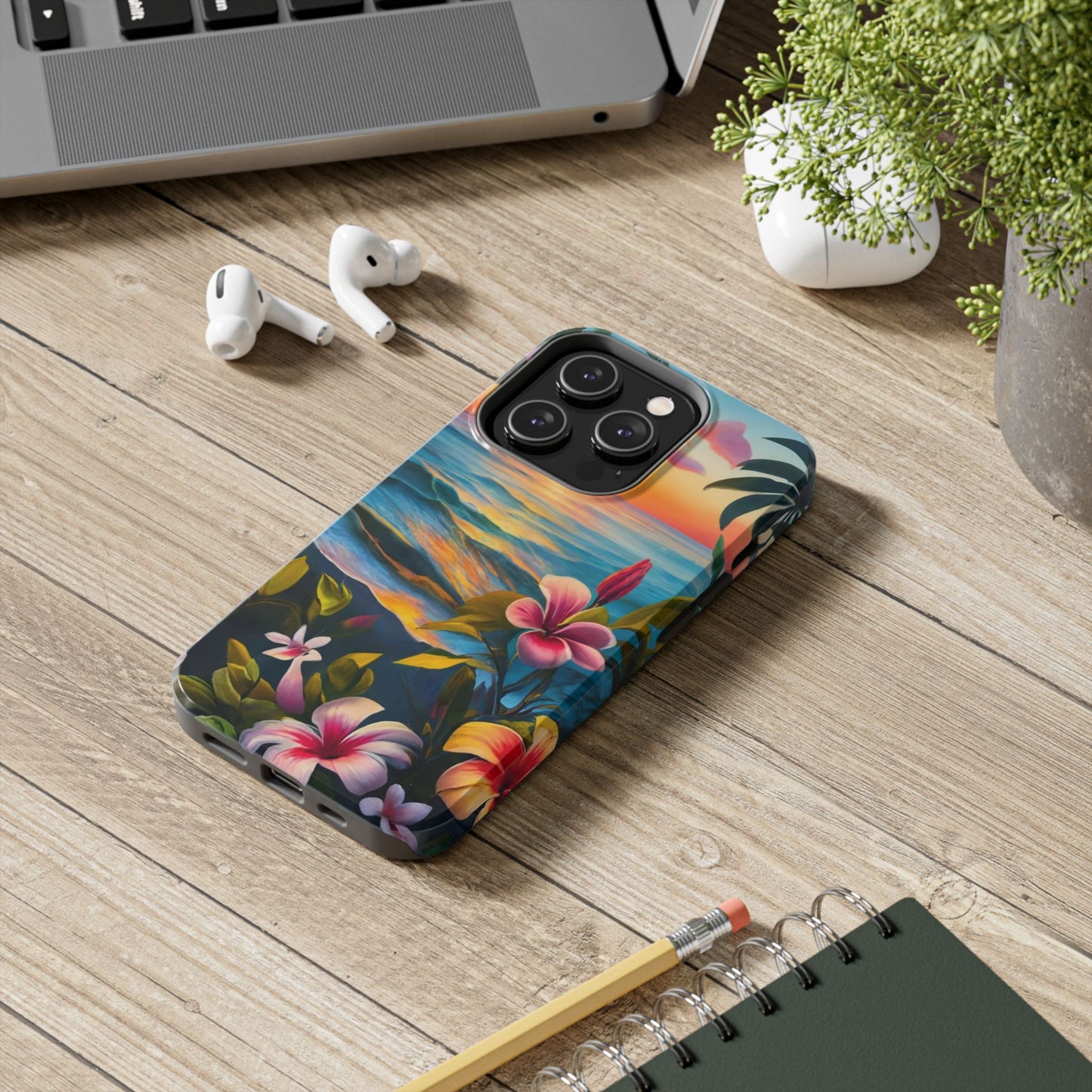 Sunset Palms and Hibiscus Tough Phone Case
