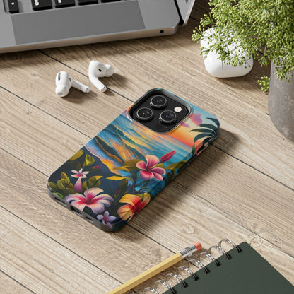 Sunset Palms and Hibiscus Tough Phone Case