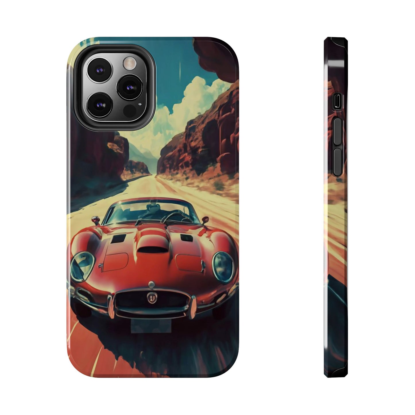 Desert Drive Red Sports Car Tough Phone Case