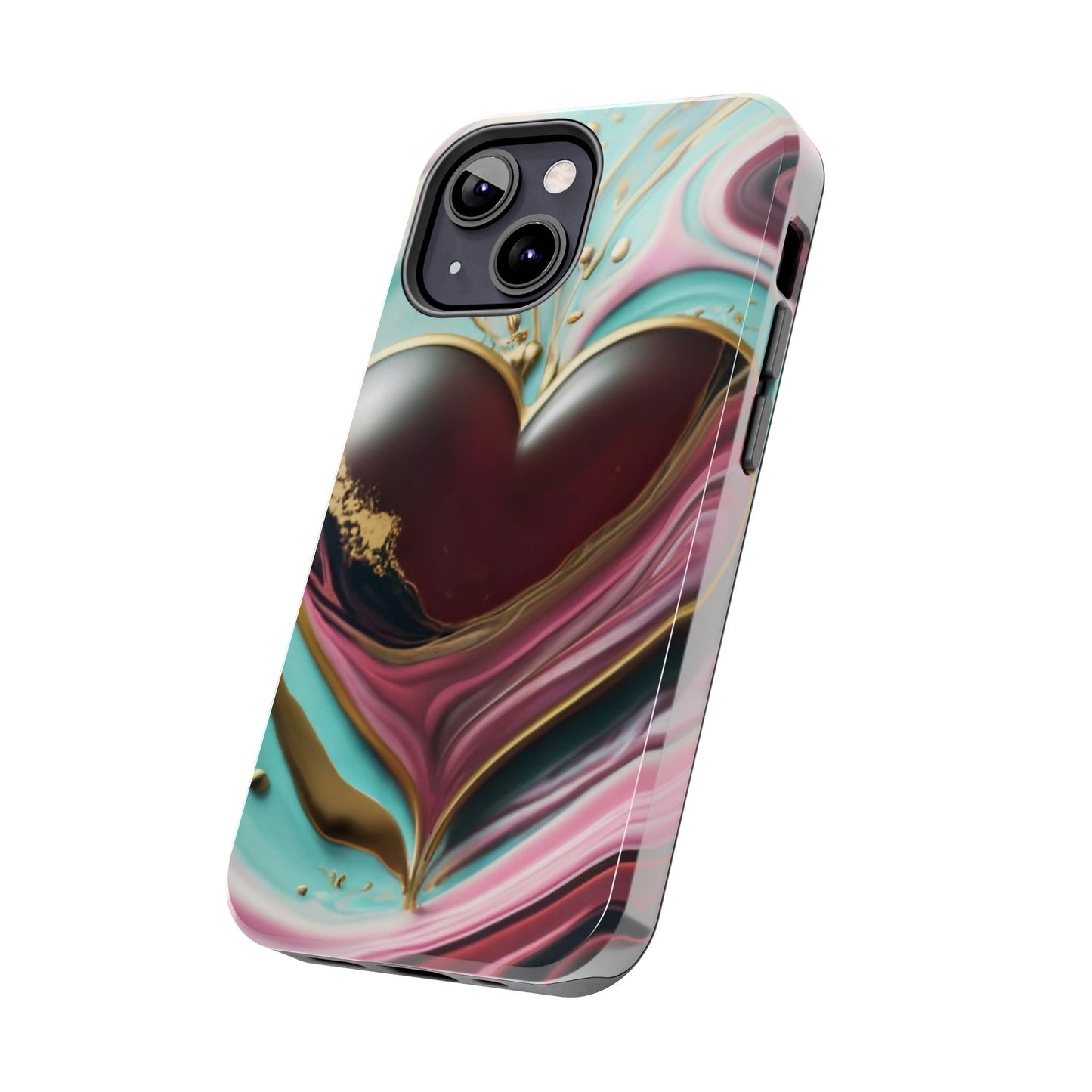 Glossy Heartburst Acrylic Pour Tough Phone Case