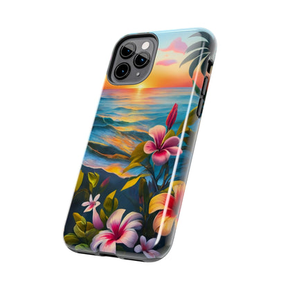Sunset Palms and Hibiscus Tough Phone Case