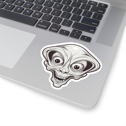 Bulging Eyes Alien Head Vinyl Sticker