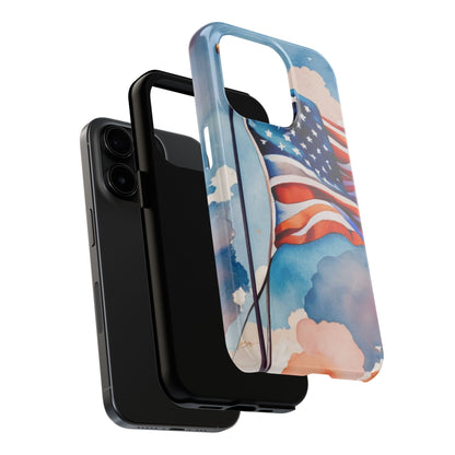 Windswept Patriot Watercolor Flag Tough Phone Case