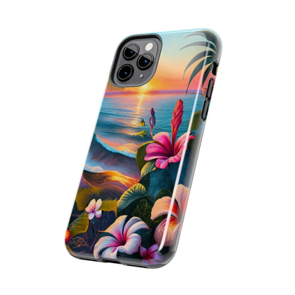Sunset Beach Hibiscus Palms Tough Phone Case