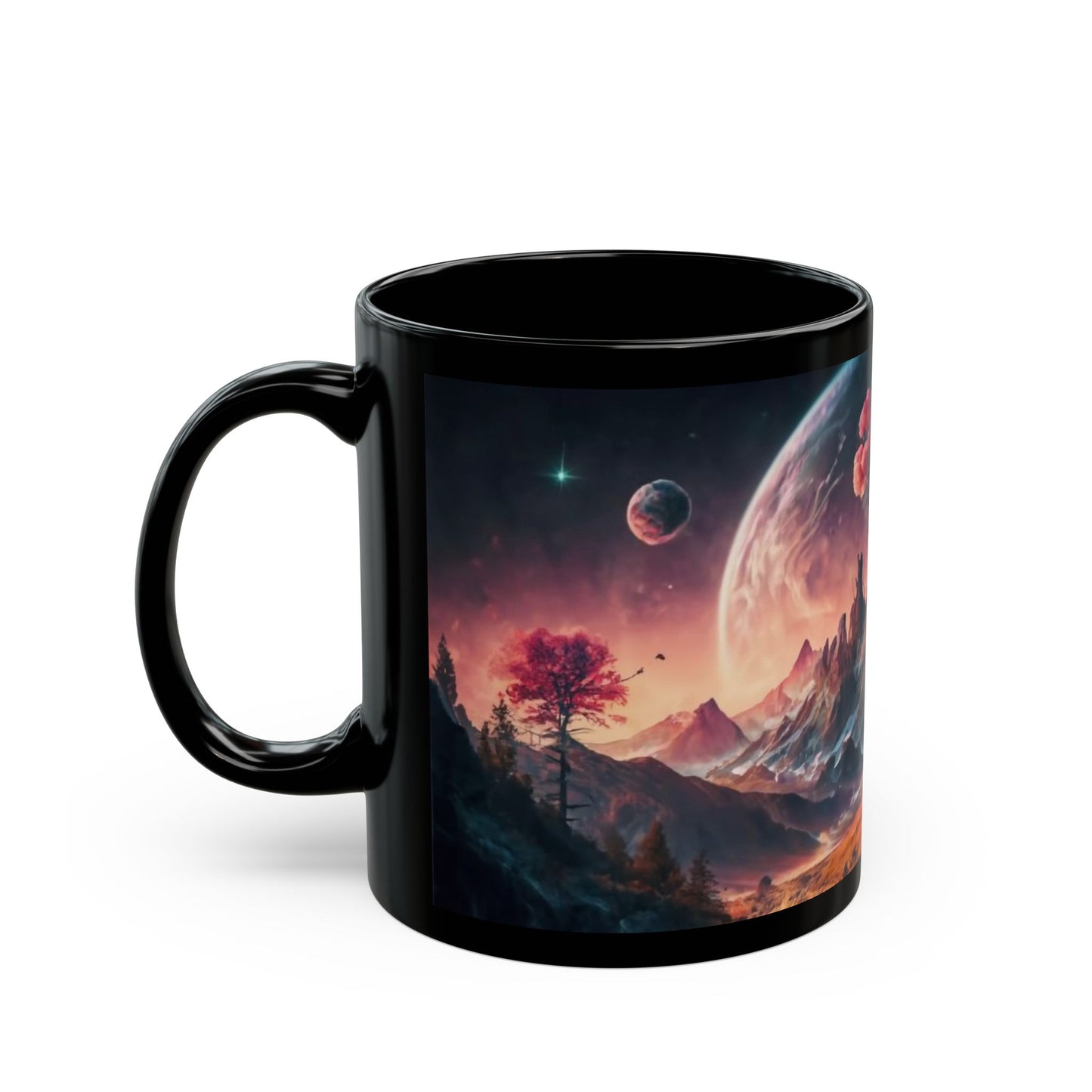 Futuristic Cherry Blossom Mountain Mug