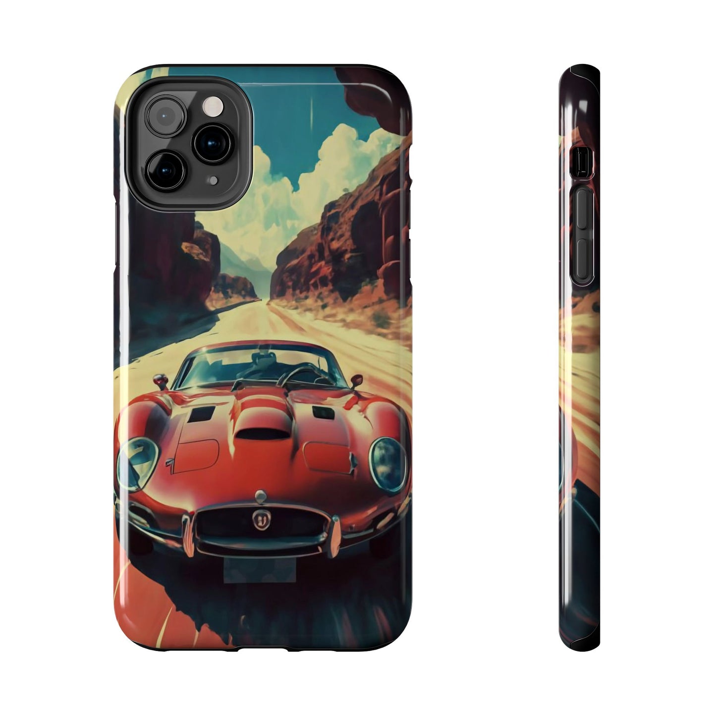 Desert Drive Red Sports Car Tough Phone Case