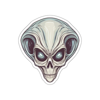 Pale Blue Skull Alien Head Vinyl Sticker