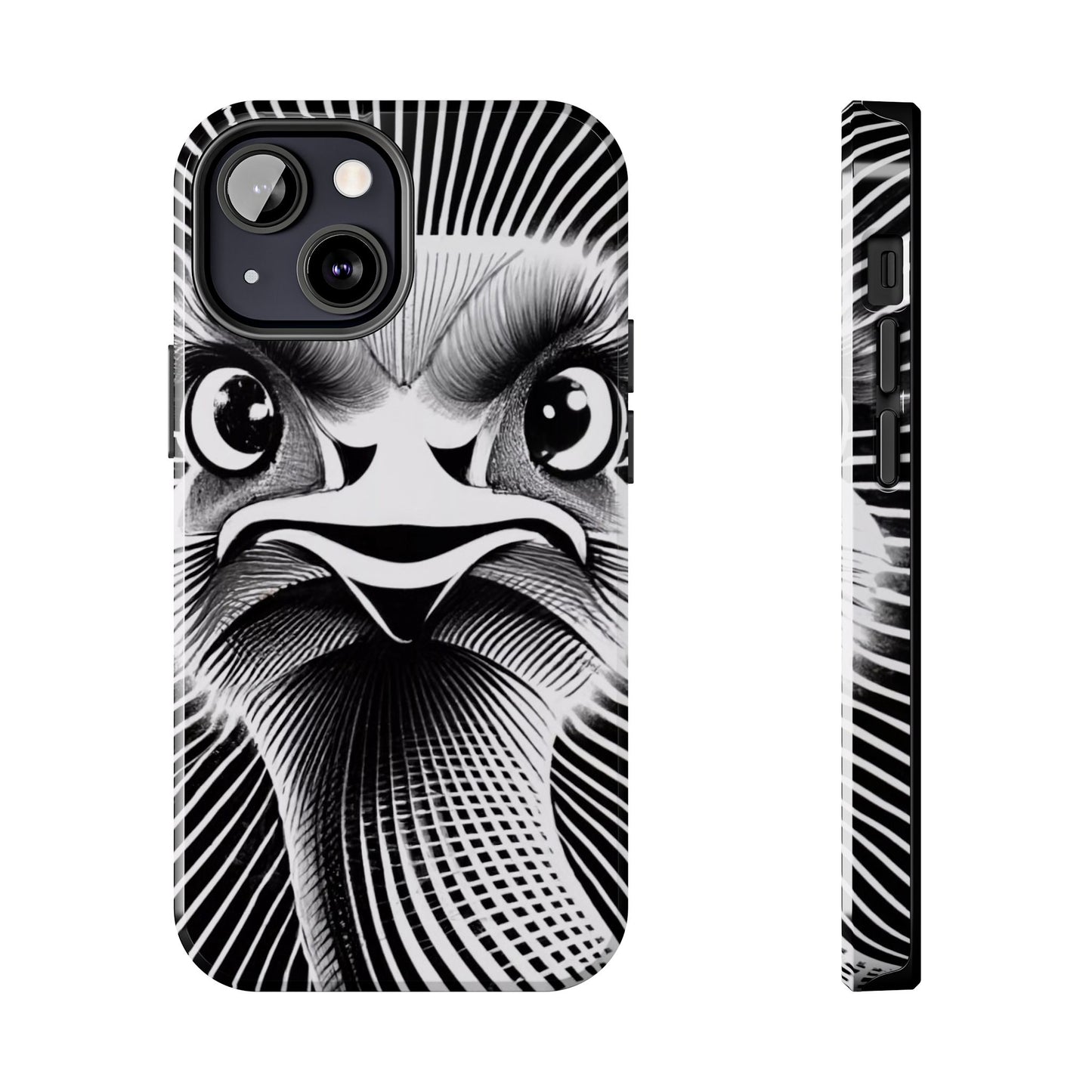 Mystical Stare Monochrome Ostrich Tough Phone Case