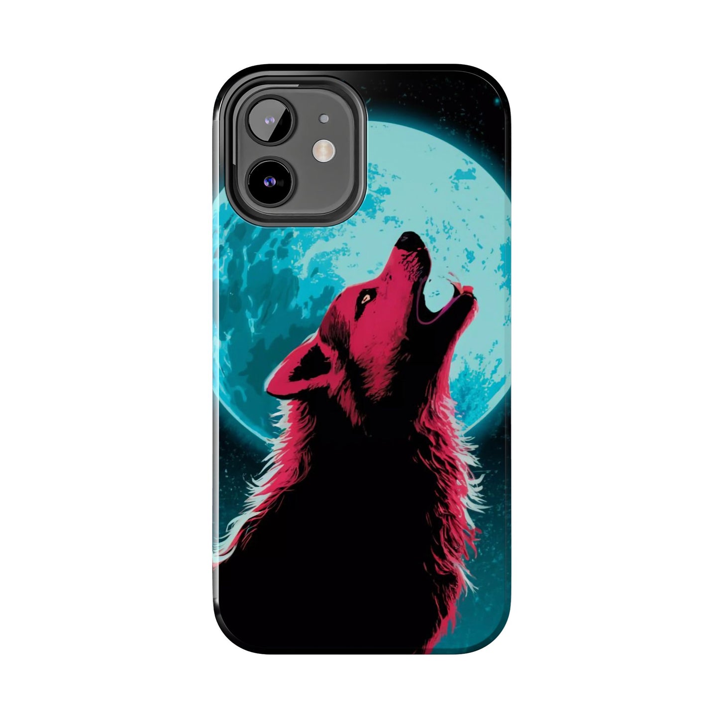 Teal Moon Wolf Serenade Tough Phone Case