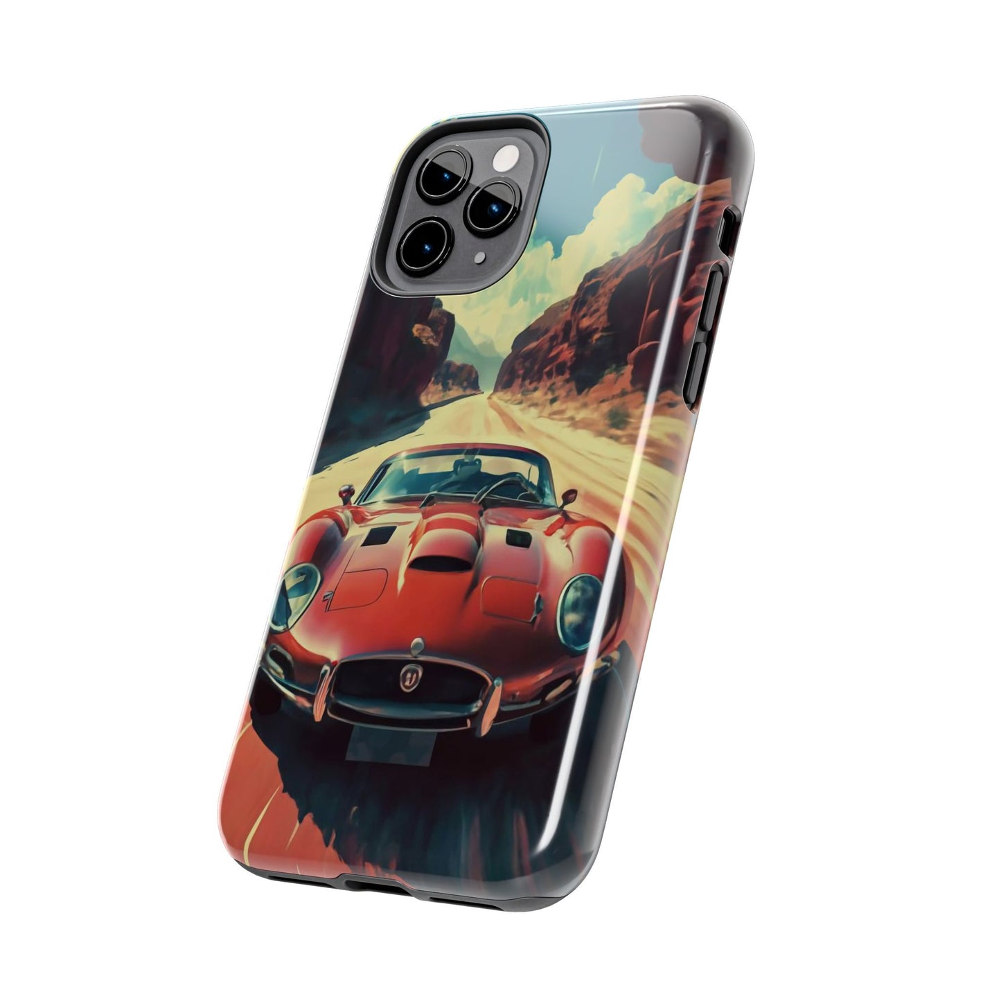 Desert Drive Red Sports Car Tough Phone Case