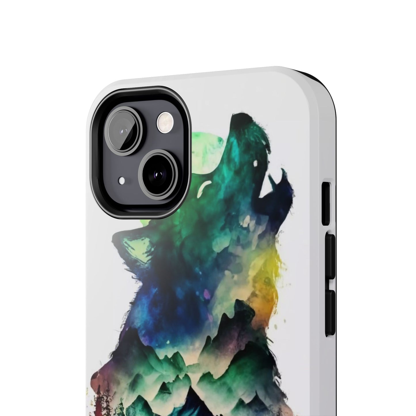 Moonlit Howling Wolf Double Exposure Tough Phone Case