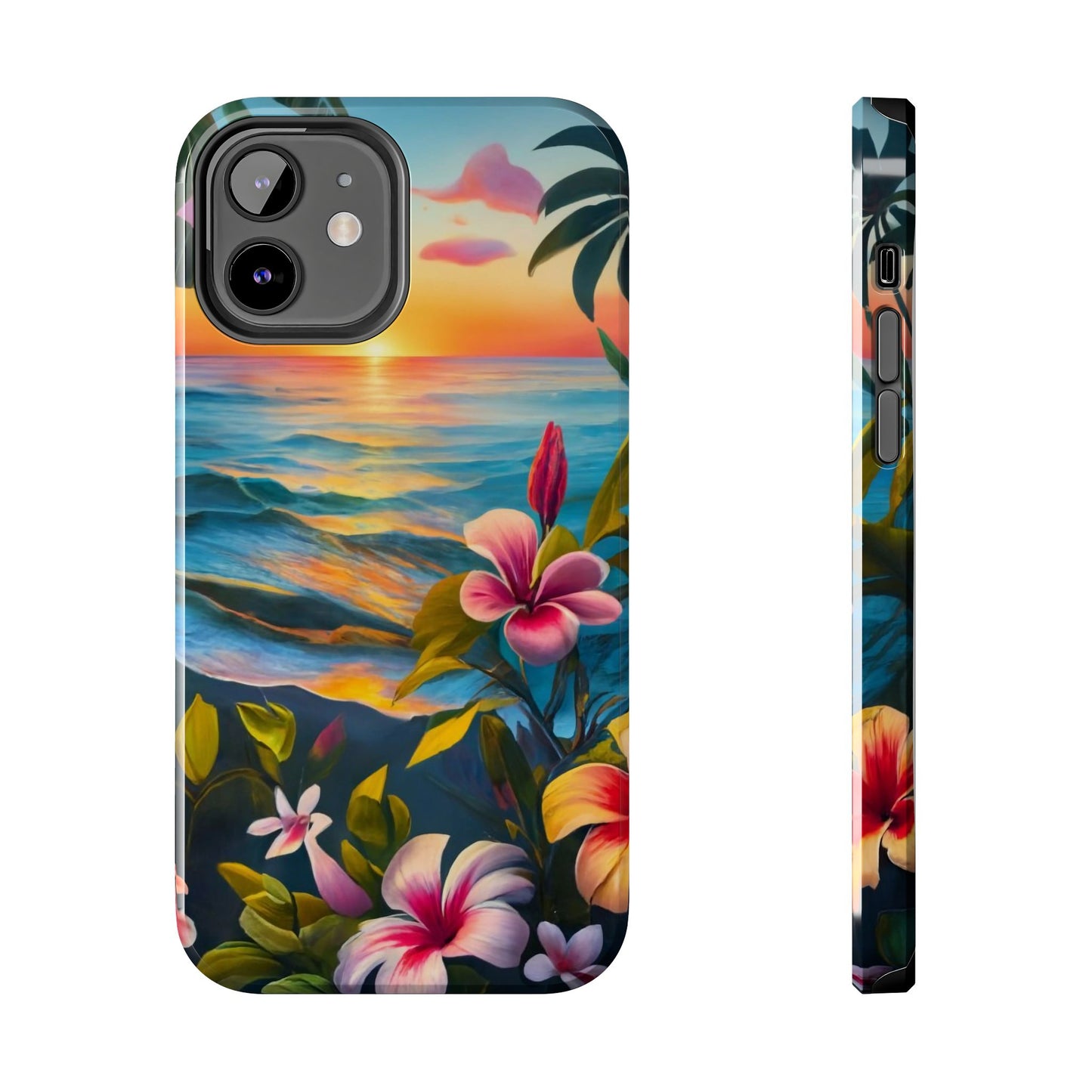 Sunset Palms and Hibiscus Tough Phone Case