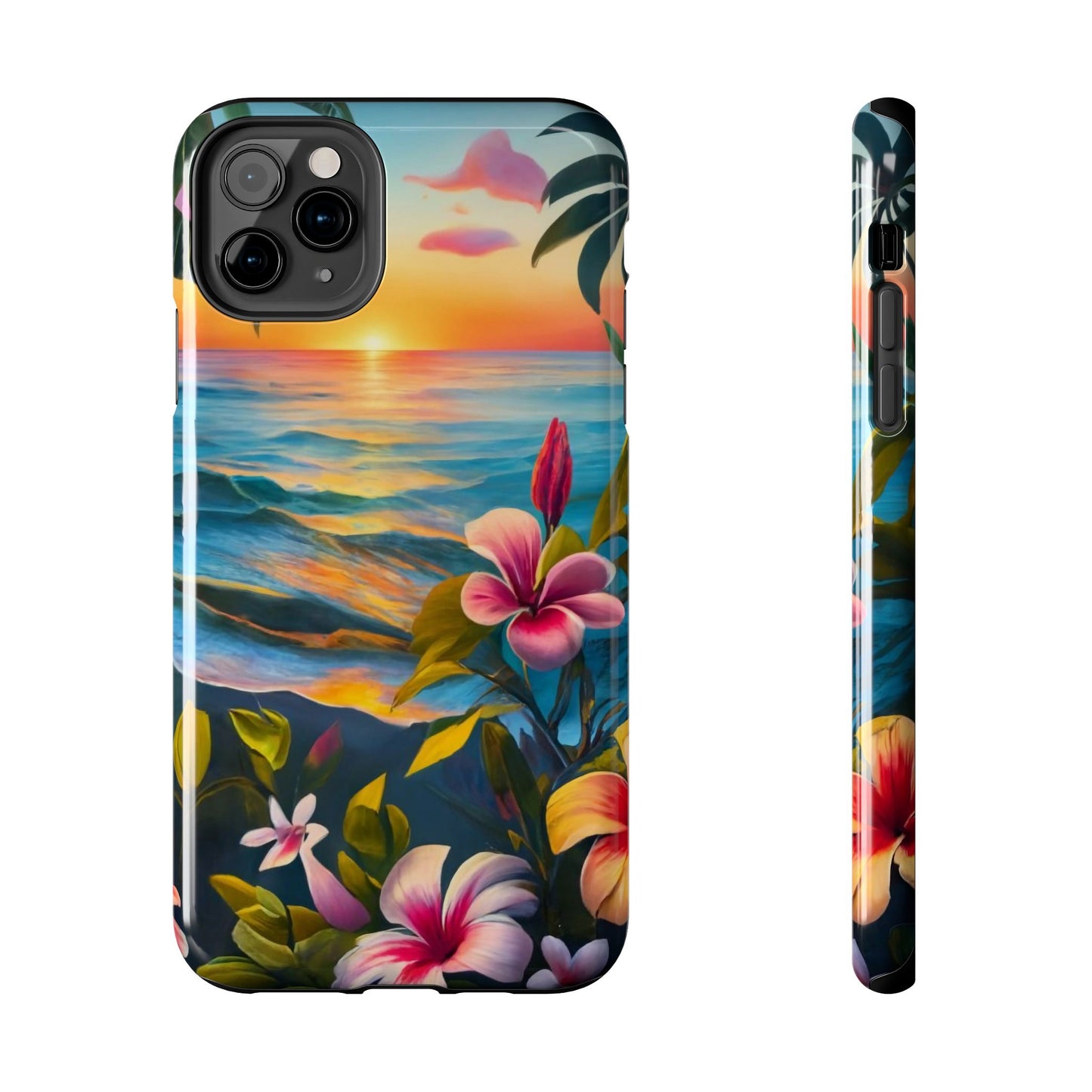 Sunset Palms and Hibiscus Tough Phone Case