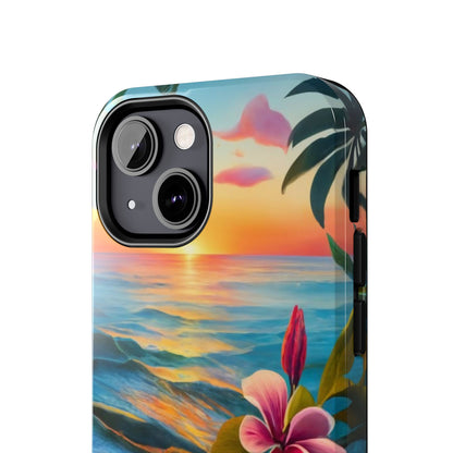 Sunset Palms and Hibiscus Tough Phone Case
