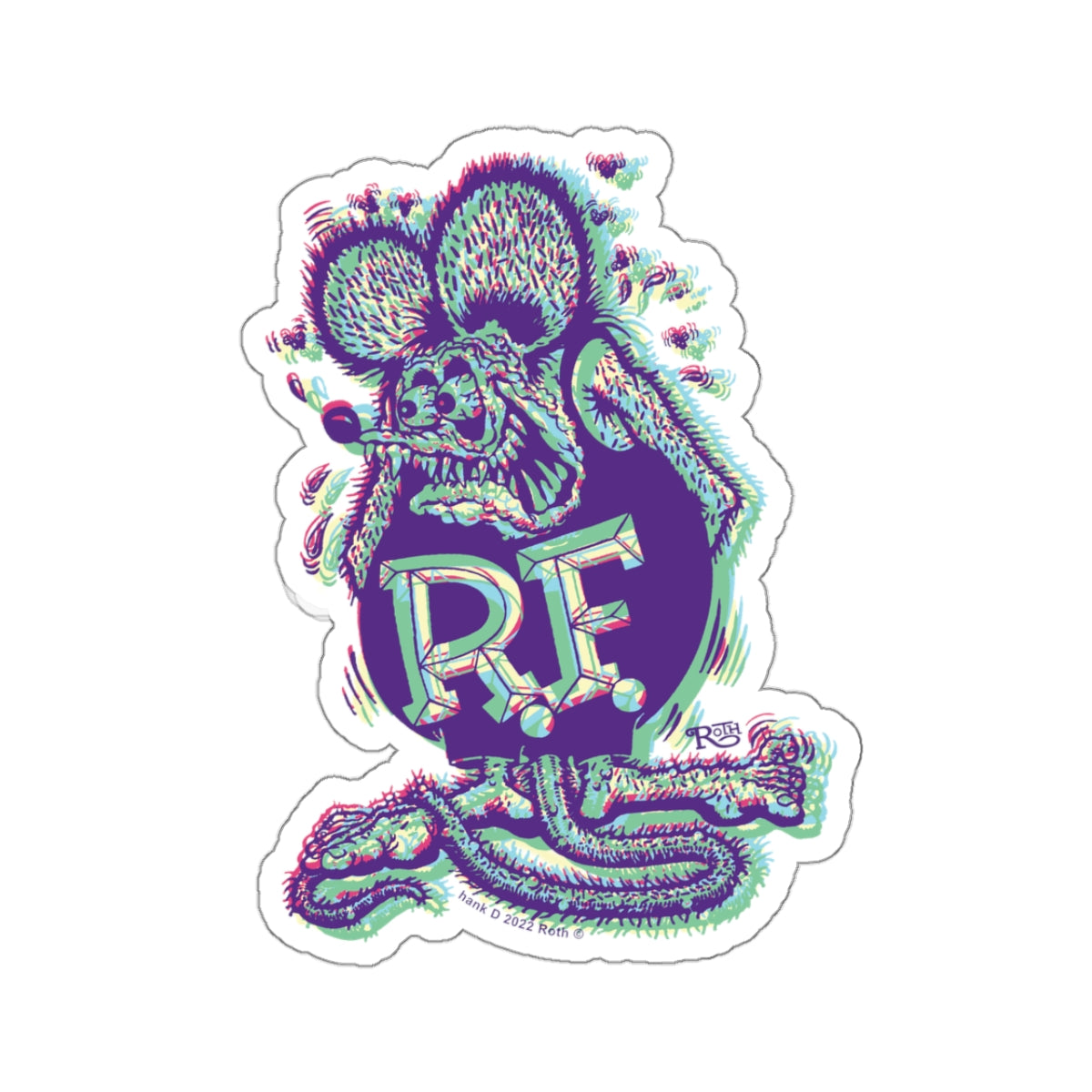 Quirky Quirk Rat Fink Sticker: Offset Color Fusion