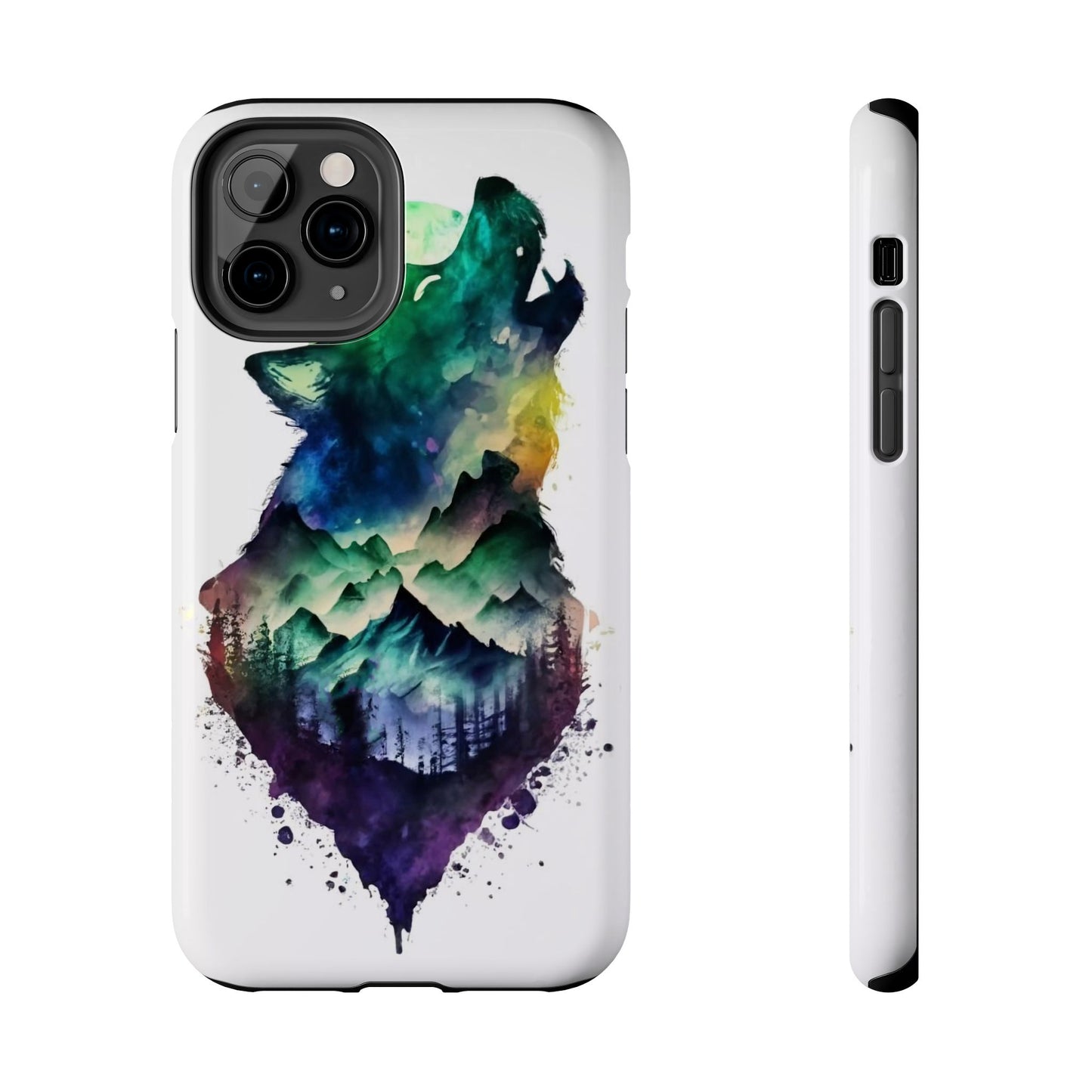 Moonlit Howling Wolf Double Exposure Tough Phone Case