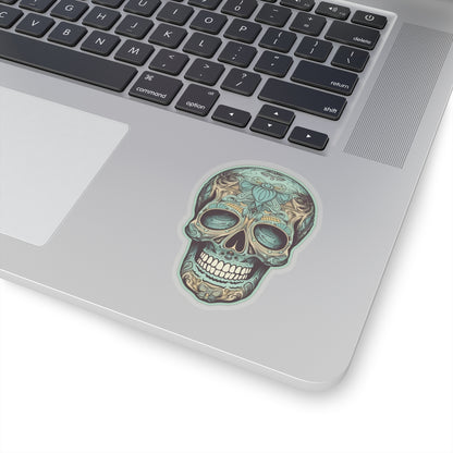 Ornate Aqua Teal Skull Sticker