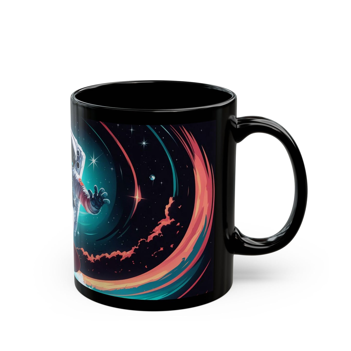 Zero-Gravity Surfing Astronaut Mug – Cosmic Adventure