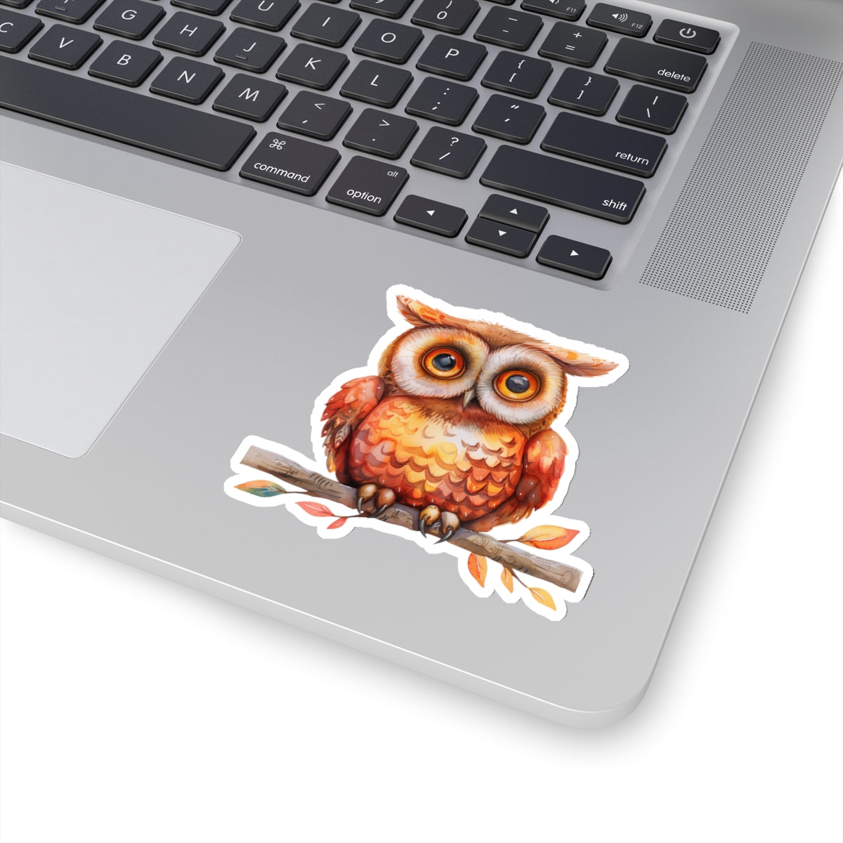 Cute Orange Owl Watercolor Cartoon Sticker