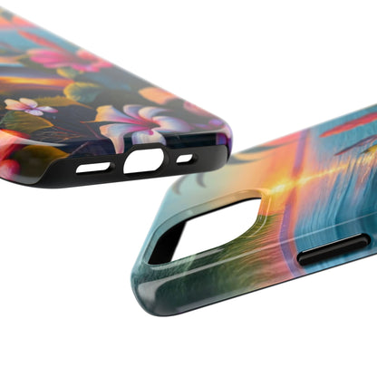 Sunset Beach Hibiscus Palms Tough Phone Case