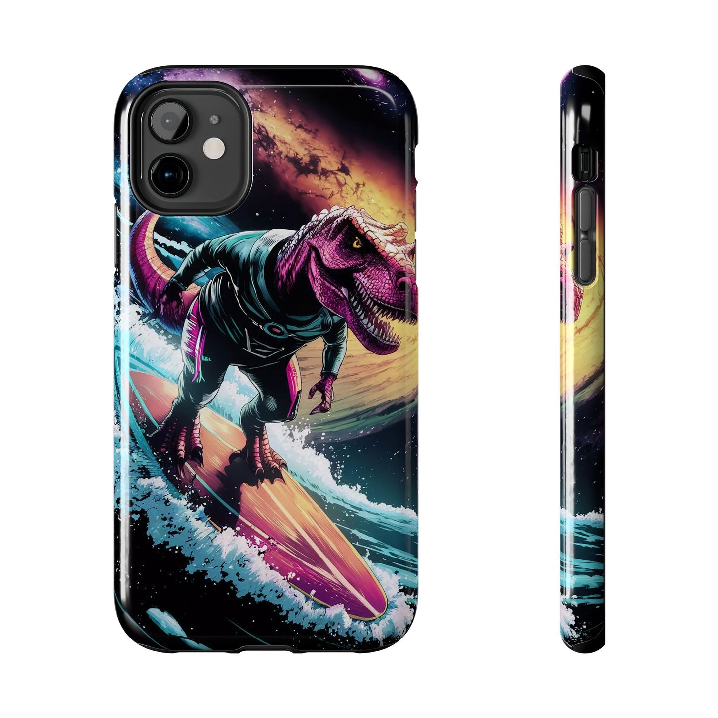 Cosmic T-Rex Surfer Tough Phone Case