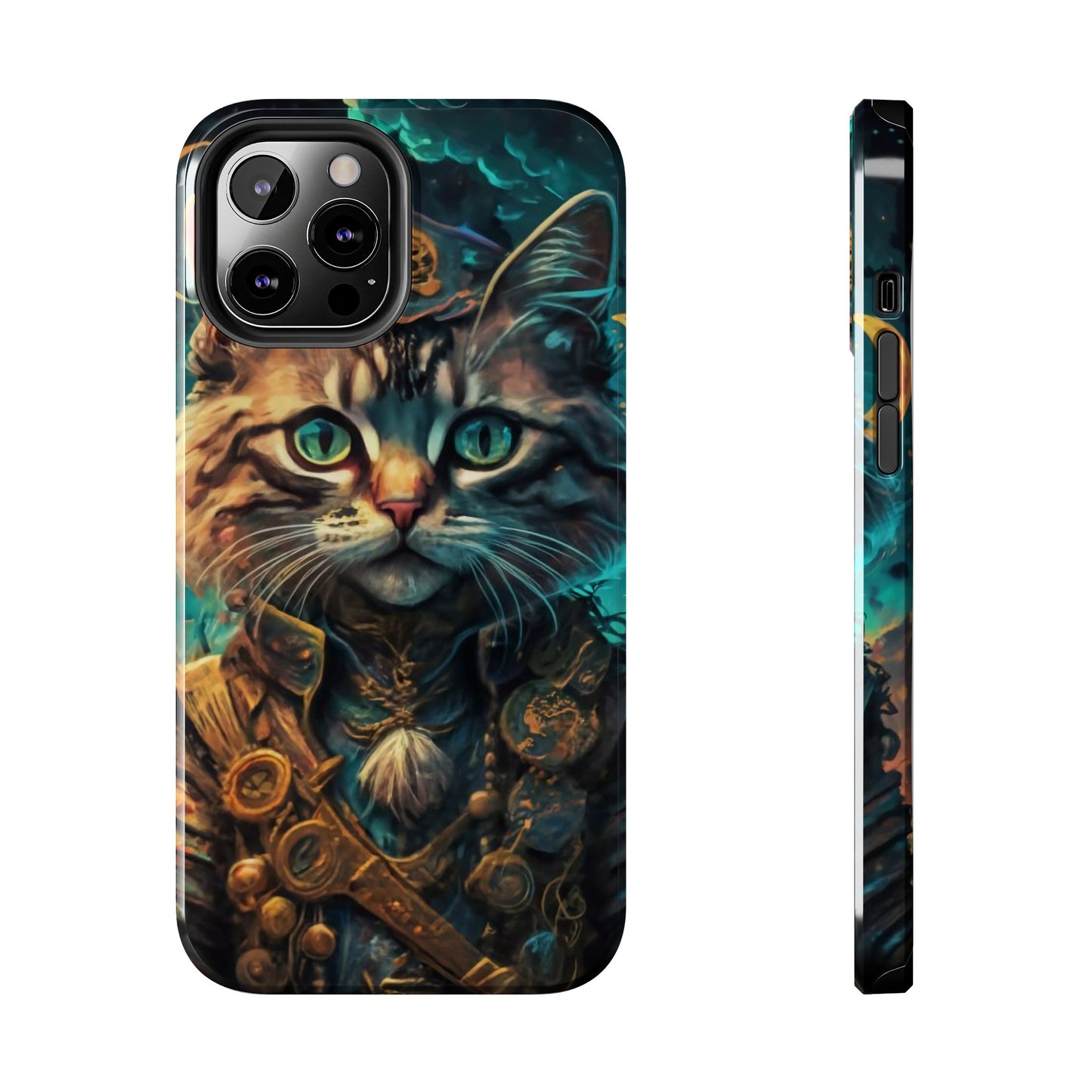 Cartoon Cat Pirate Starry Night Tough Phone Case