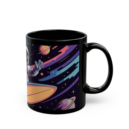 Cosmic Surf Explorer Mug – Astronaut Riding Waves in Space