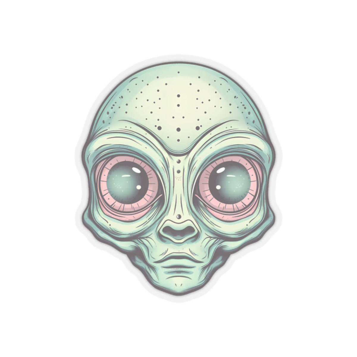 Pale Green Alien Head Vinyl Sticker