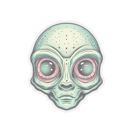 Pale Green Alien Head Vinyl Sticker