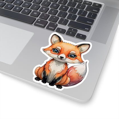 Playful Fox Watercolor Cartoon Sticker