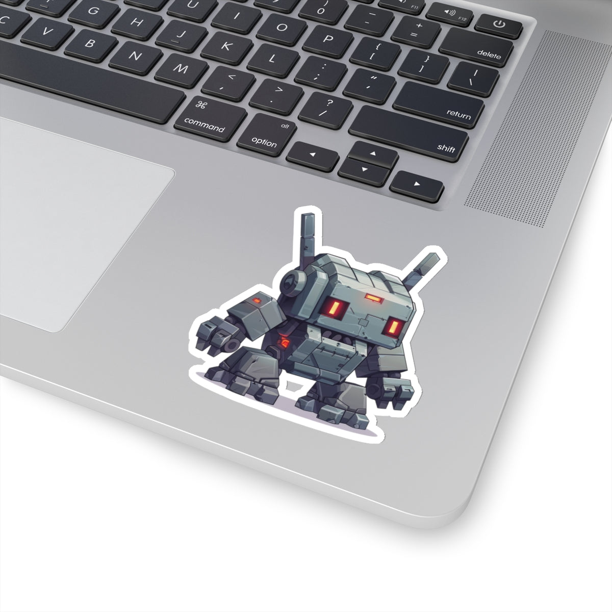 Battle-Ready Gray-Green Robot Vinyl Sticker