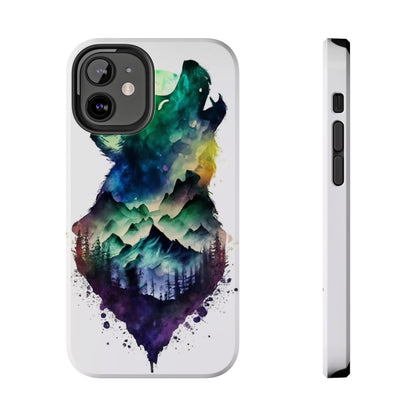 Moonlit Howling Wolf Double Exposure Tough Phone Case