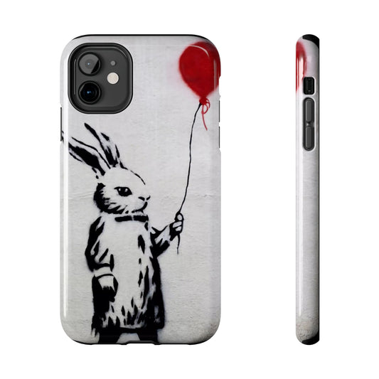 Banksy-Inspired Rabbit Balloon Escape Tough Phone Case