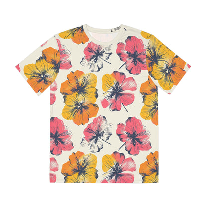 Tropical Ink Blooms Tee - Pink & Yellow Hawaiian Floral Shirt