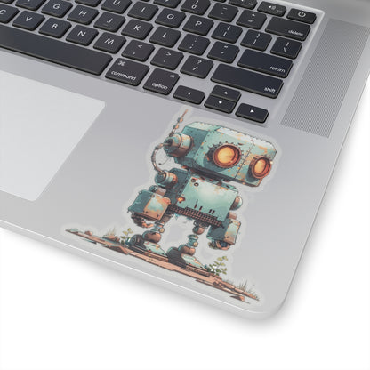 Ship Tank Rusty Teal Robot Vinyl Sticker