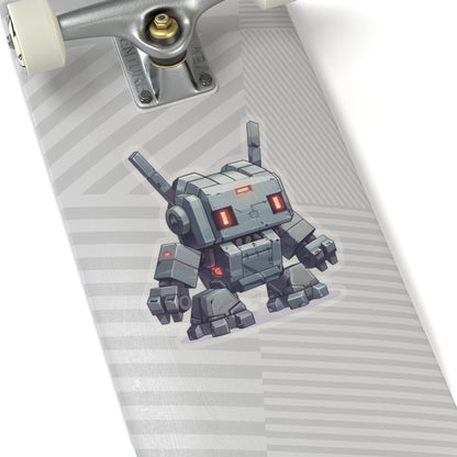 Battle-Ready Gray-Green Robot Vinyl Sticker