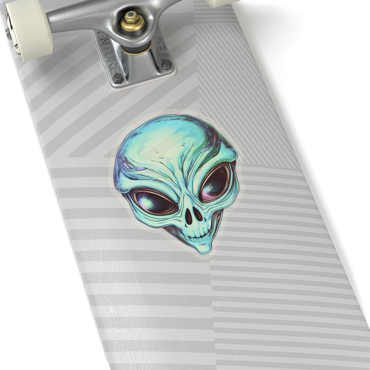 Creepy Green Alien Head Vinyl Sticker