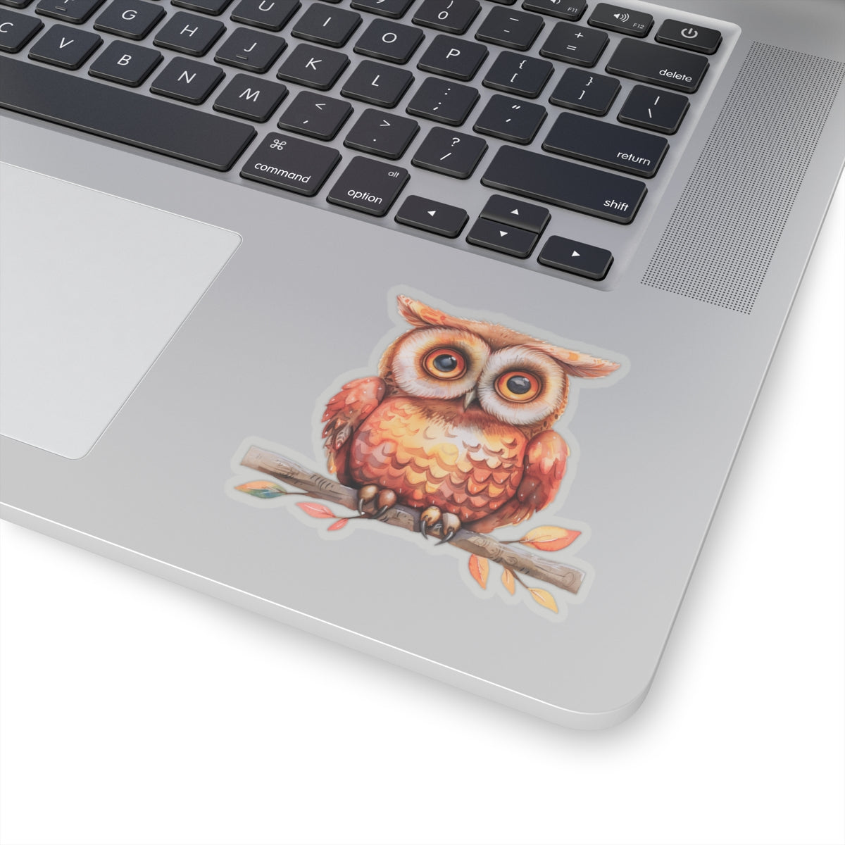 Cute Orange Owl Watercolor Cartoon Sticker