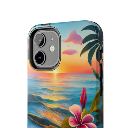 Sunset Palms and Hibiscus Tough Phone Case