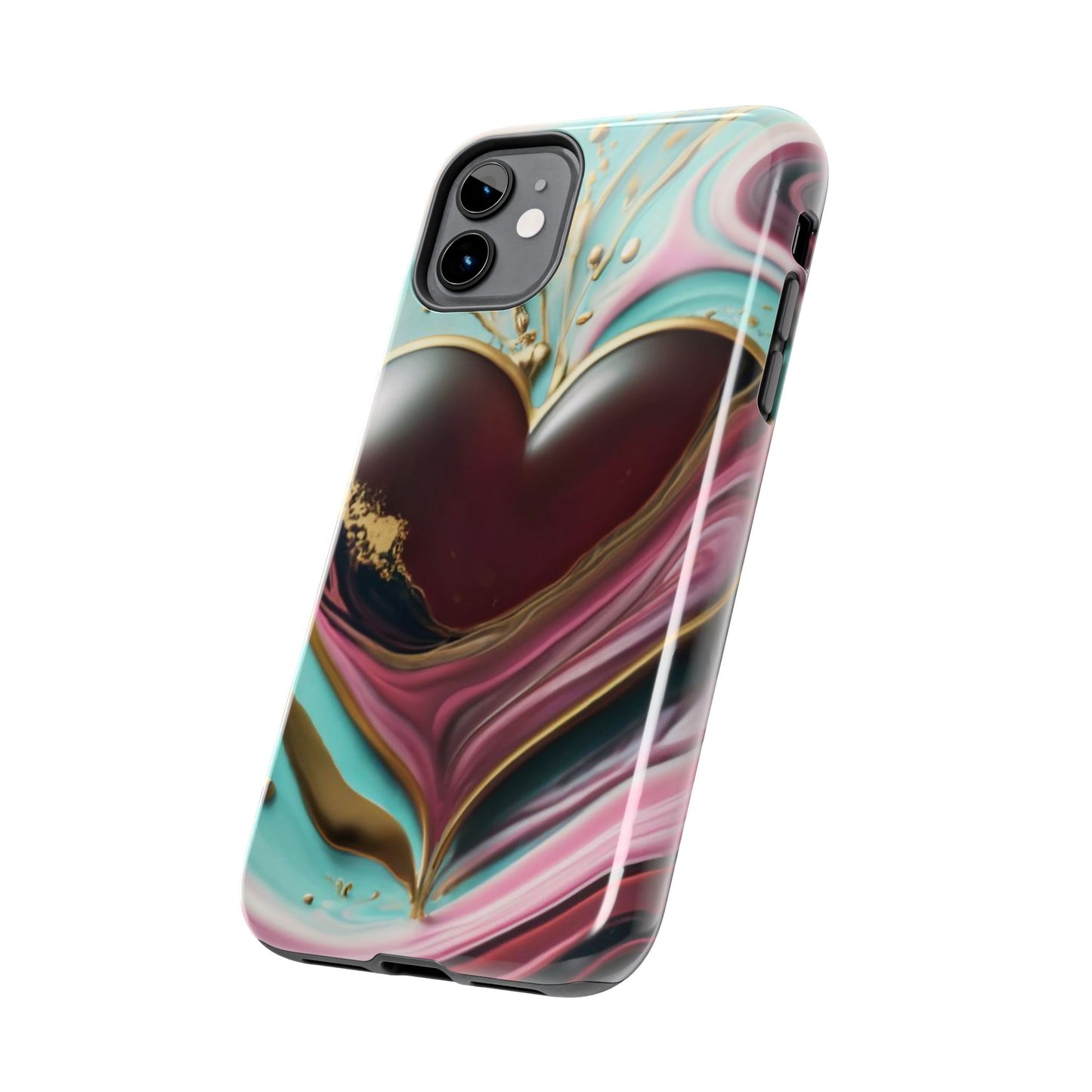 Glossy Heartburst Acrylic Pour Tough Phone Case