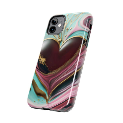 Glossy Heartburst Acrylic Pour Tough Phone Case