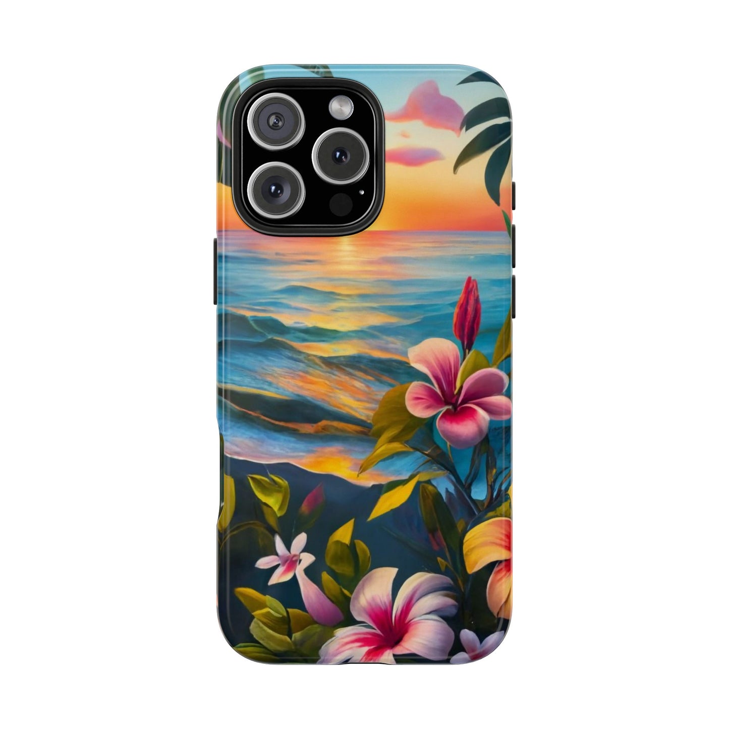 Sunset Palms and Hibiscus Tough Phone Case