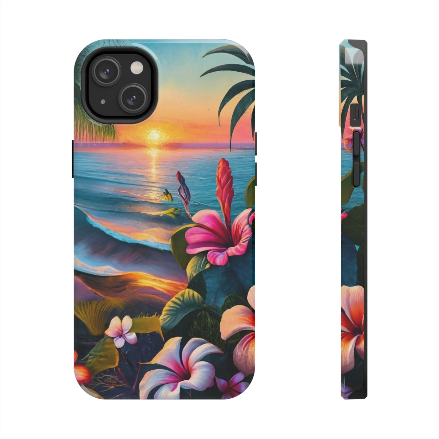 Sunset Beach Hibiscus Palms Tough Phone Case