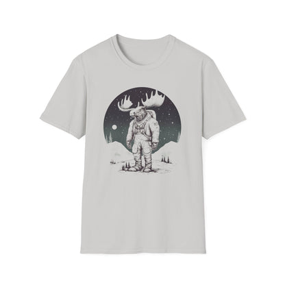 Lunar Moose Unisex Softstyle T-Shirt - Comfortable Tee with Whimsical Lunar Design for Nature Enthusiasts