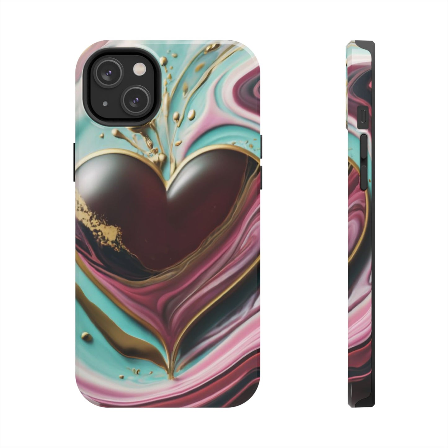 Glossy Heartburst Acrylic Pour Tough Phone Case