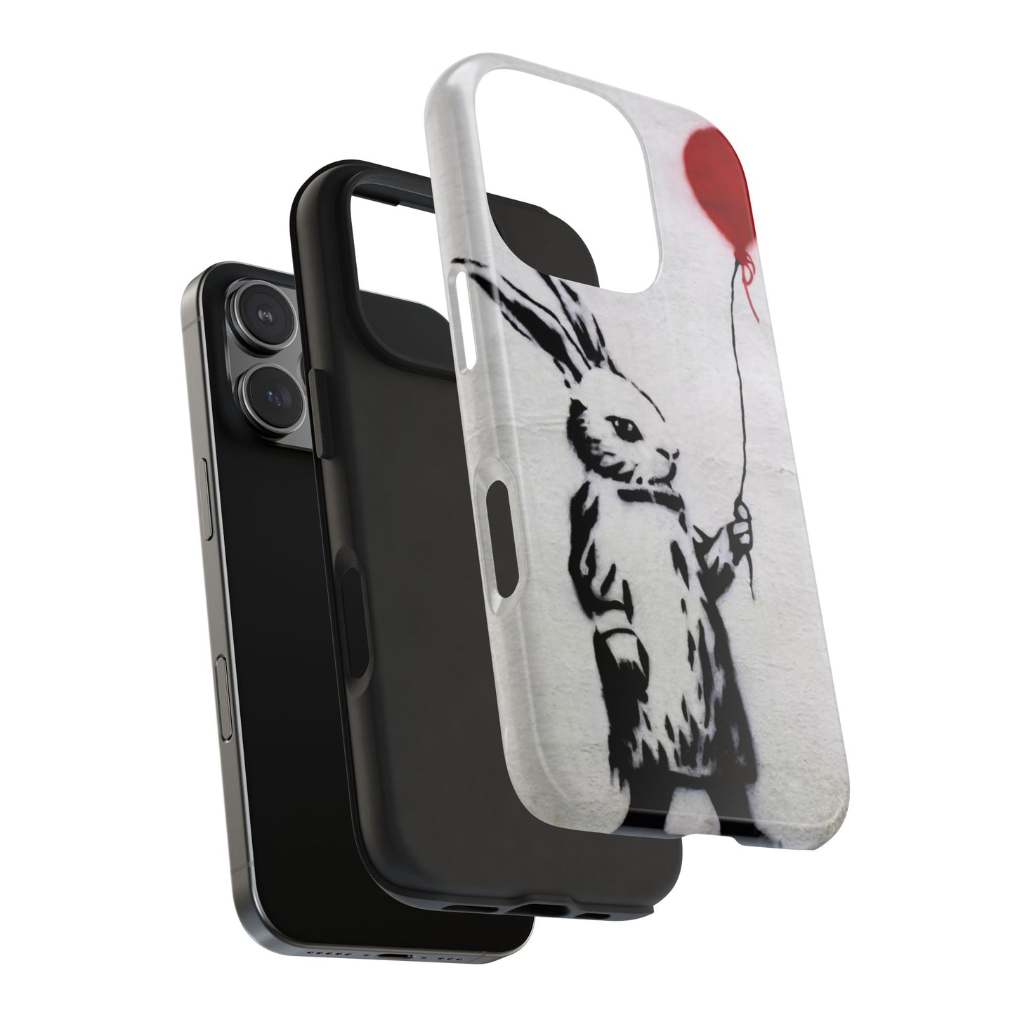 Banksy-Inspired Rabbit Balloon Escape Tough Phone Case