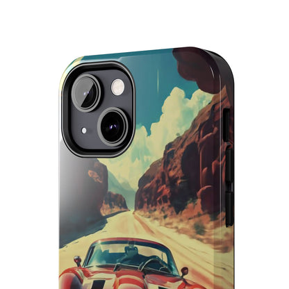 Desert Drive Red Sports Car Tough Phone Case