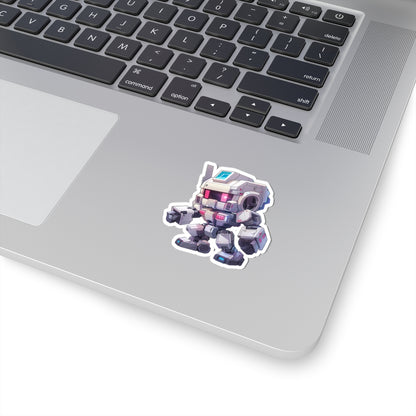 Futuristic White Blocky Robot Vinyl Sticker