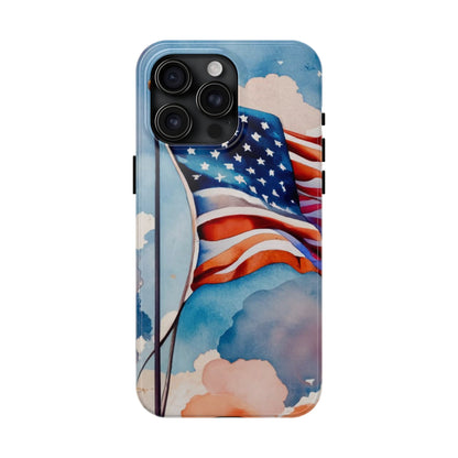 Windswept Patriot Watercolor Flag Tough Phone Case