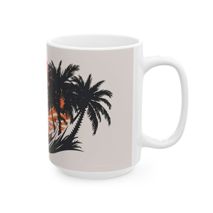 Sunset Paradise Palm Trees Ceramic Coffee Mug